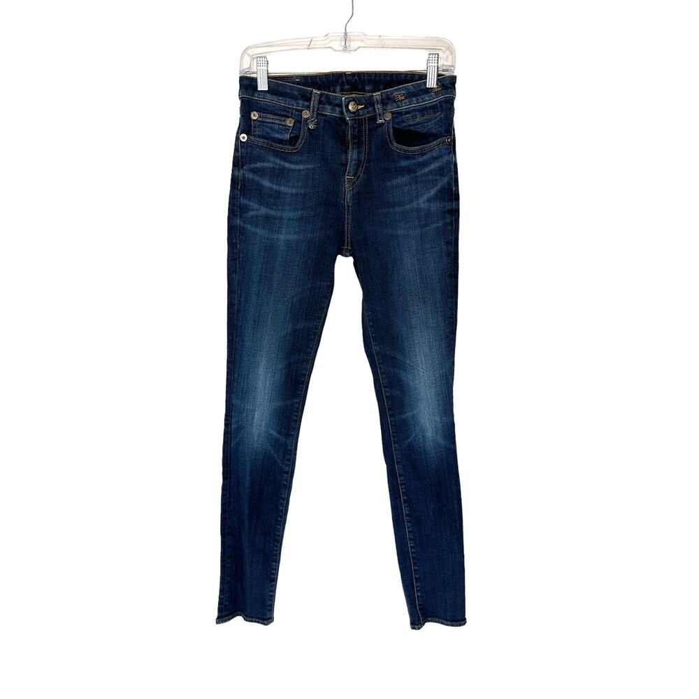 R13 Women's Dark Wash Streetwear Indigo Jenni Mid Rise‎ Skinny Leg Jeans Size 27